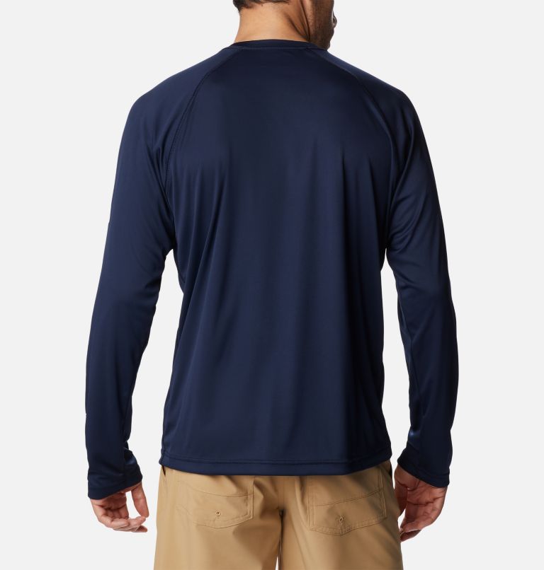 Men's Fork Stream Long Sleeve Shirt, Color: Collegiate Navy, White Logo, image 2