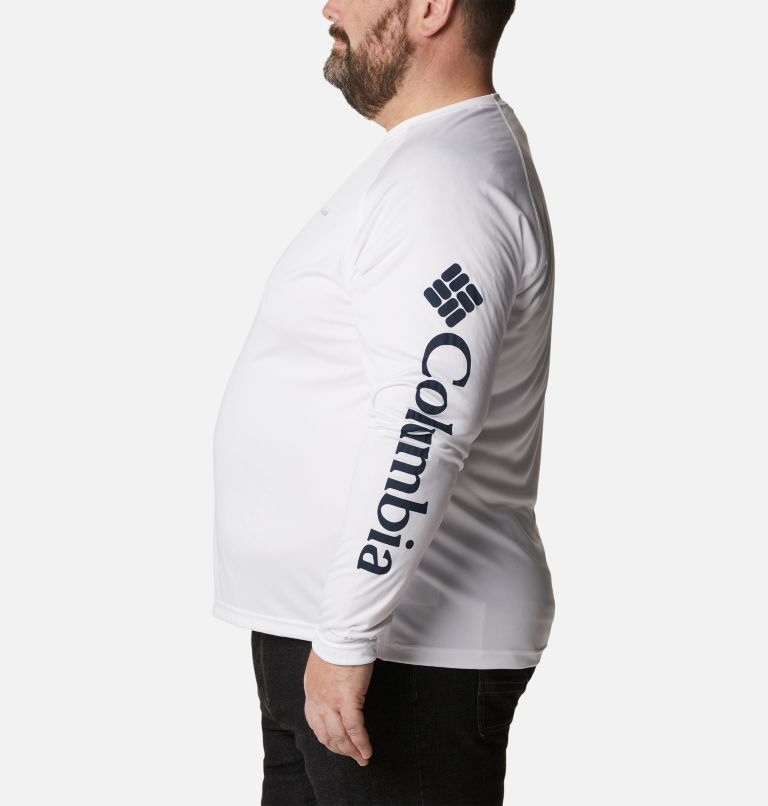 Men's Fork Stream Long Sleeve Shirt – Big, Color: White, Collegiate Navy Logo, image 3