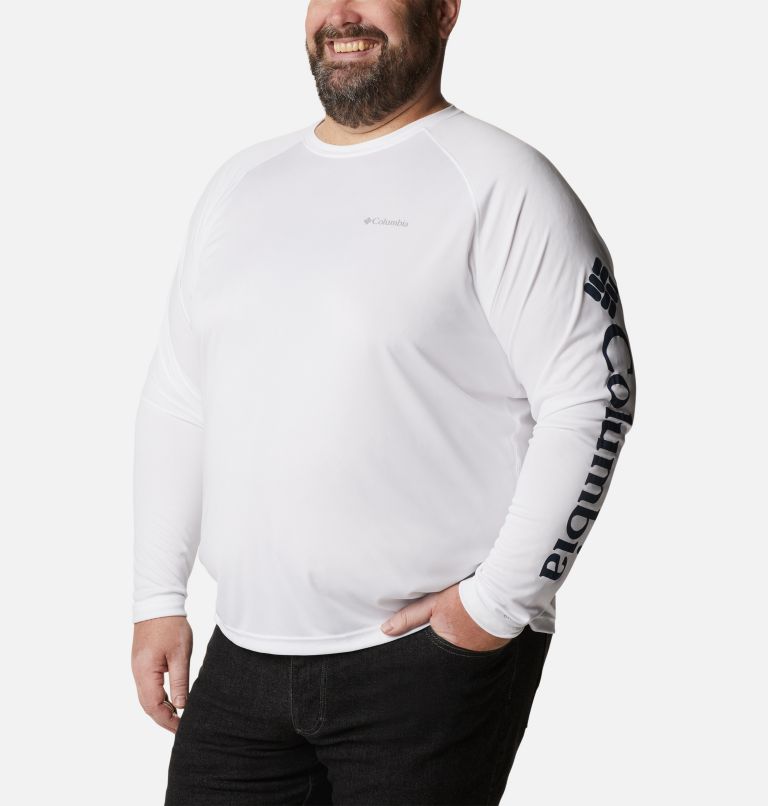 Men's Fork Stream Long Sleeve Shirt – Big, Color: White, Collegiate Navy Logo, image 5