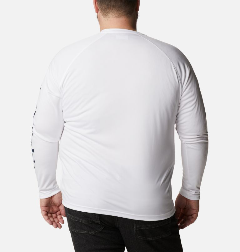 Thumbnail: Men's Fork Stream Long Sleeve Shirt – Big, Color: White, Collegiate Navy Logo, image 2