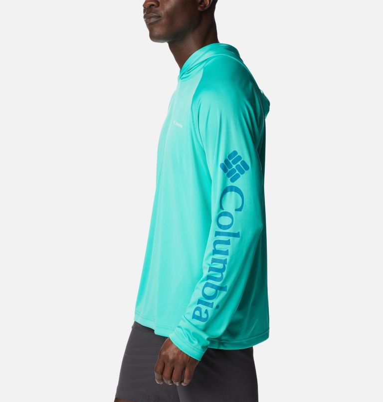 Men's Fork Stream Hoodie, Color: Electric Turquoise, Deep Marine, image 3