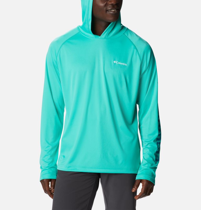 Thumbnail: Men's Fork Stream Hoodie, Color: Electric Turquoise, Deep Marine, image 5