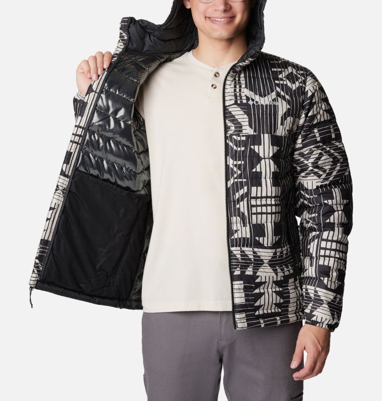 Thumbnail: Men’s Powder Lite Hooded Insulated Jacket, Color: Black Passages Print, image 5