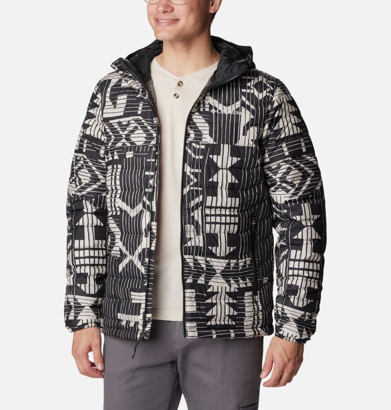 Thumbnail: Men’s Powder Lite Hooded Insulated Jacket, Color: Black Passages Print, image 8