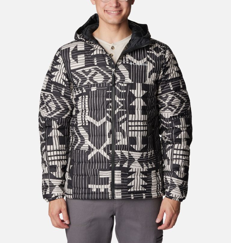 Thumbnail: Men’s Powder Lite Hooded Insulated Jacket, Color: Black Passages Print, image 1
