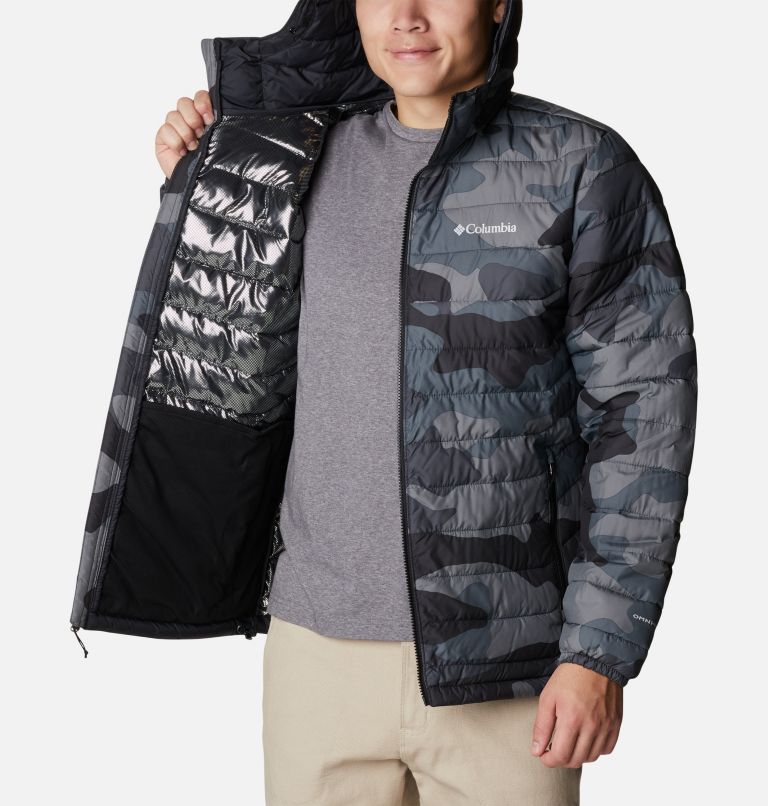 Thumbnail: Men’s Powder Lite Hooded Insulated Jacket, Color: Black Mod Camo Print, image 5