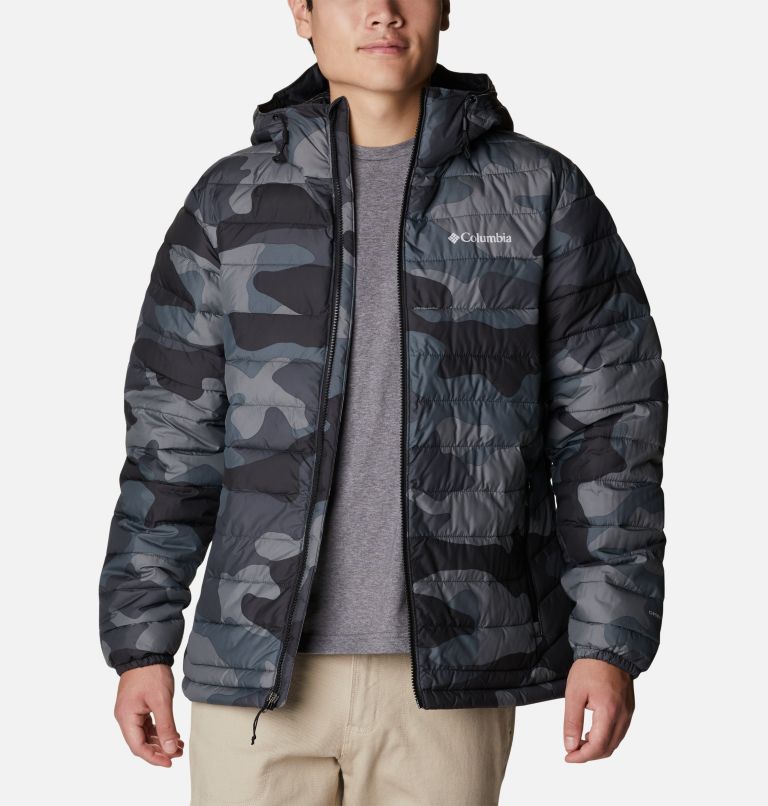 Men’s Powder Lite Hooded Insulated Jacket, Color: Black Mod Camo Print, image 8