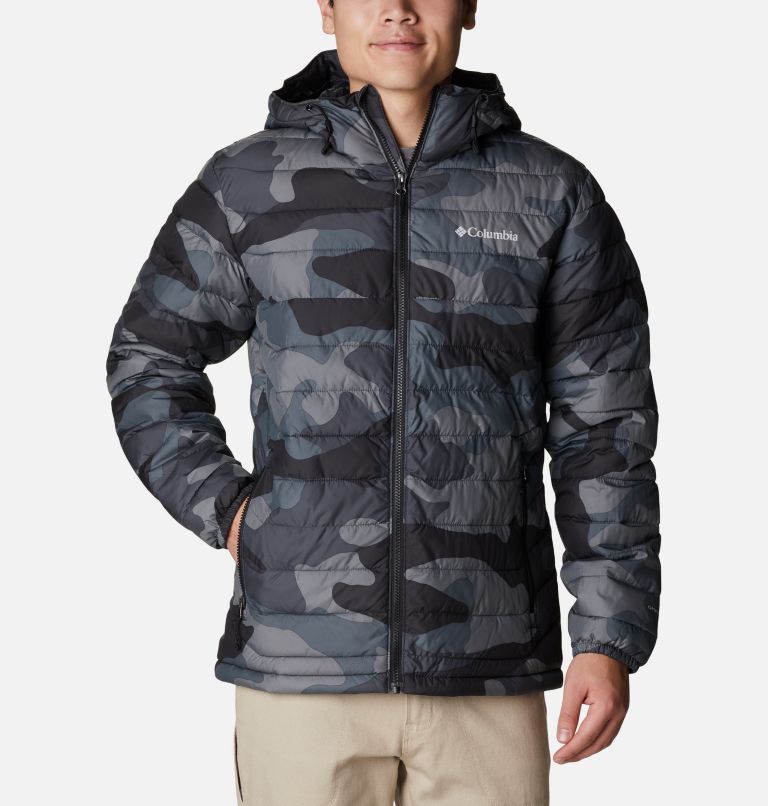Men’s Powder Lite Hooded Insulated Jacket, Color: Black Mod Camo Print, image 1