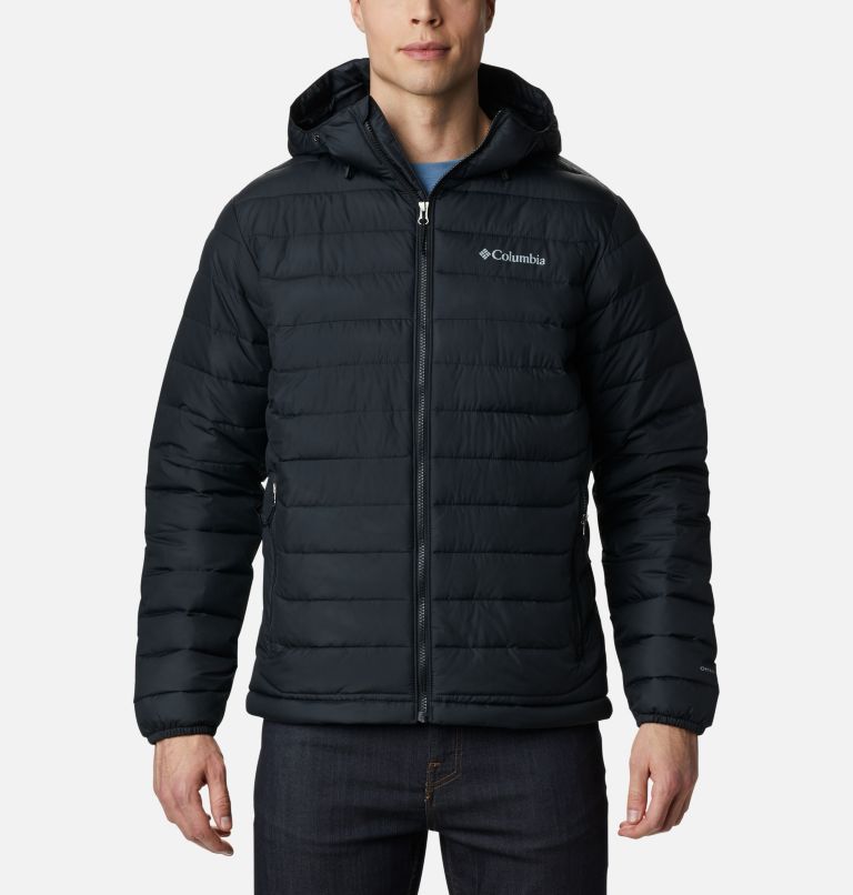 Men’s Powder Lite Hooded Insulated Jacket, Color: Black, image 1