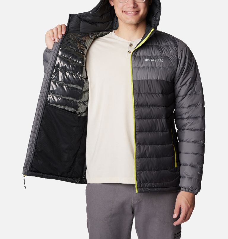 Men’s Powder Lite Hooded Insulated Jacket, Color: Shark, City Grey, image 5