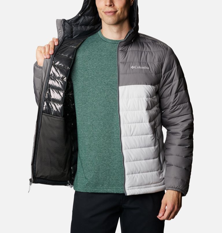 Men’s Powder Lite Hooded Insulated Jacket, Color: Nimbus Grey, City Grey, image 5