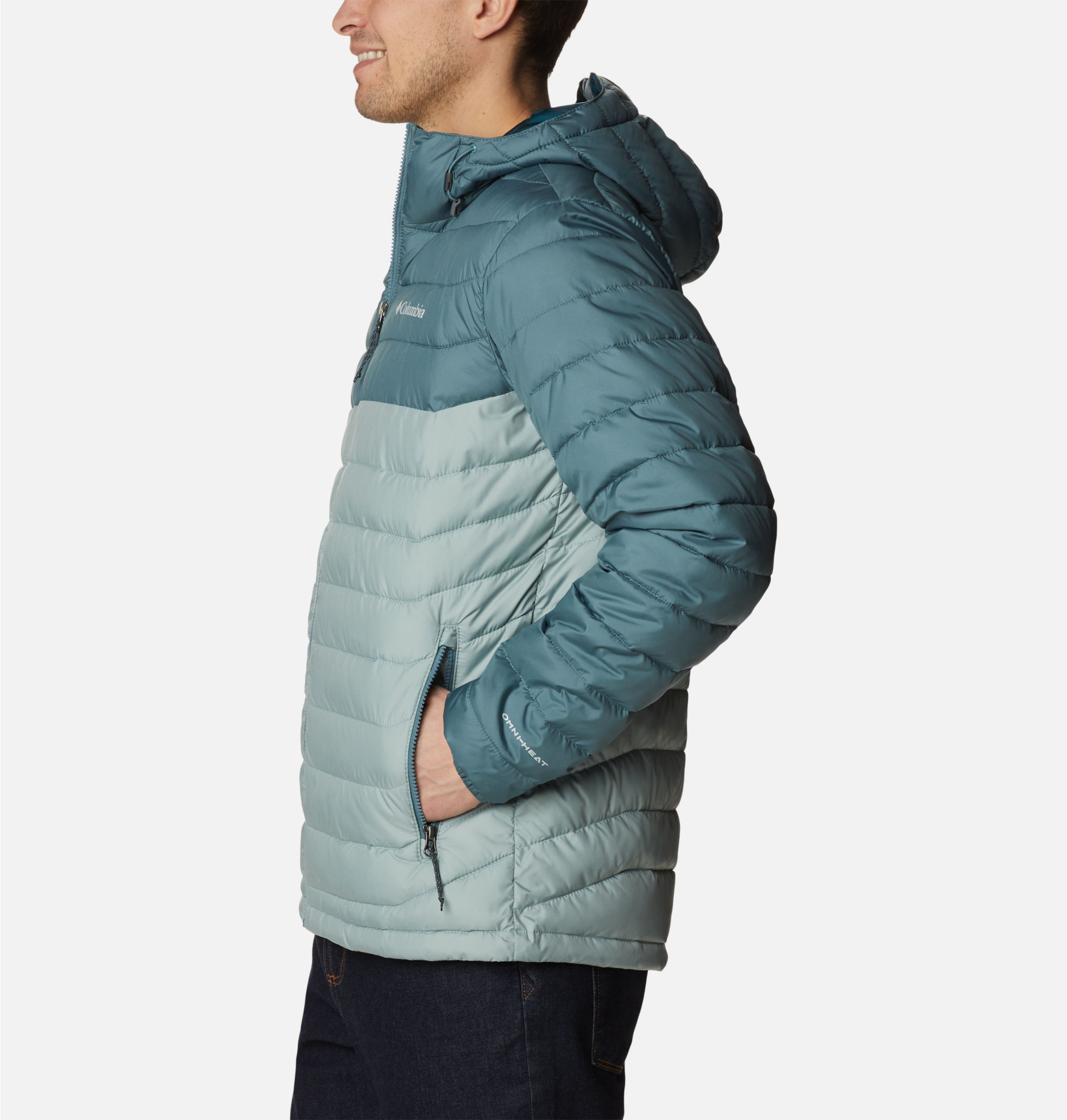 Chaqueta de plumón azul con capucha Columbia Powder Lite para hombre