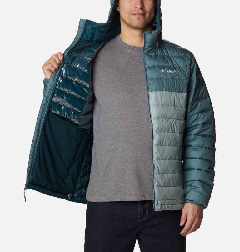 Men’s Powder Lite Hooded Insulated Jacket, Color: Niagara, Metal, image 5