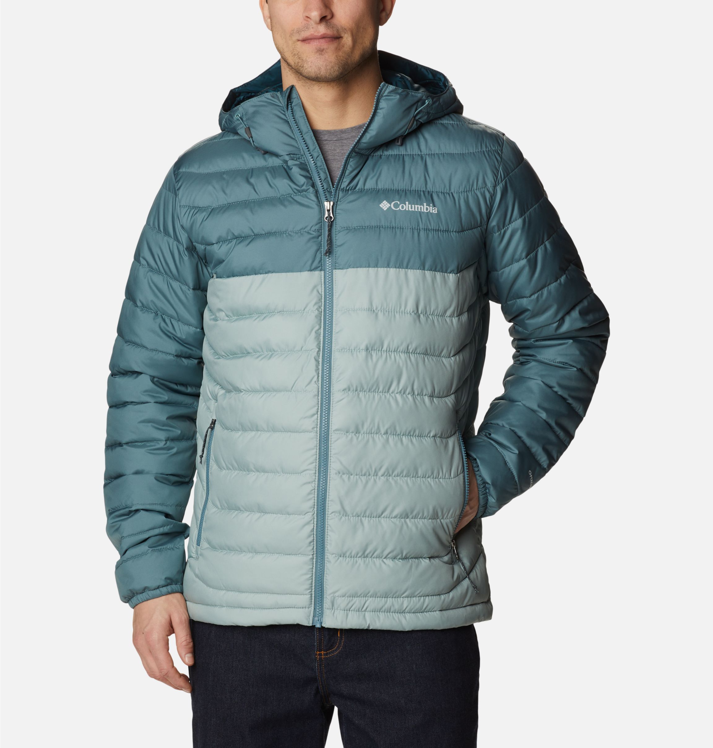 Columbia POWDER LITE HOODED JACKET Marino / Negro - textil Plumas