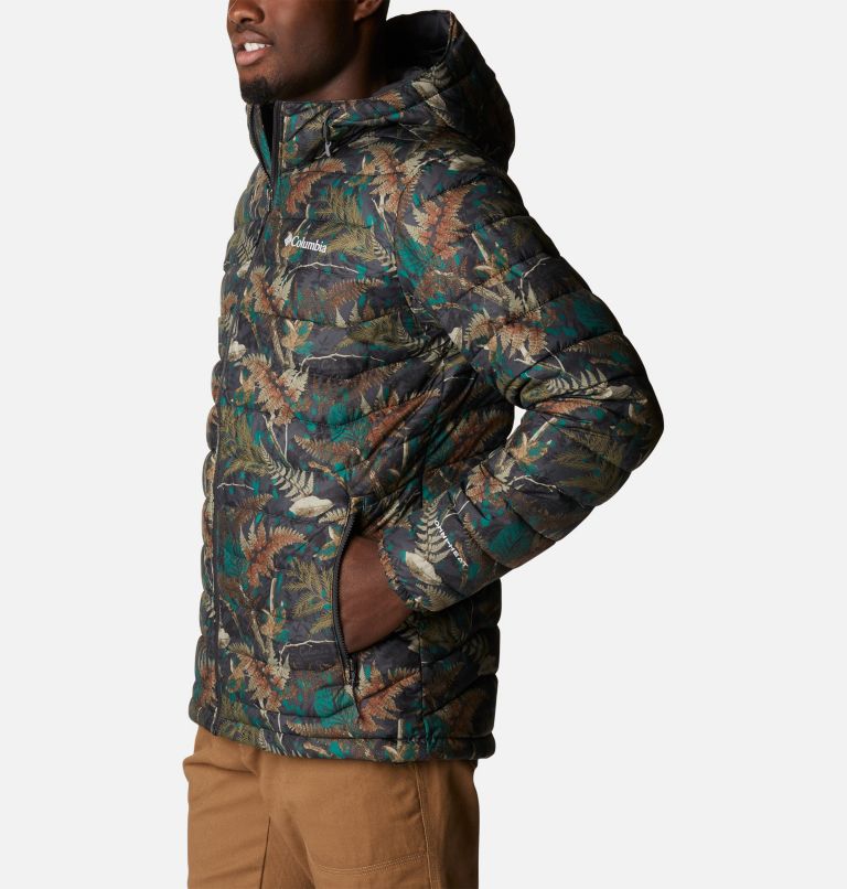 Thumbnail: Men’s Powder Lite Hooded Insulated Jacket, Color: Spruce North Woods Print, image 3