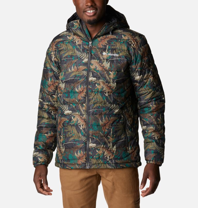Thumbnail: Men’s Powder Lite Hooded Insulated Jacket, Color: Spruce North Woods Print, image 1