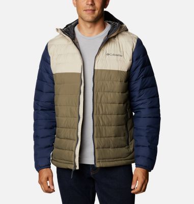 Men&rsquo;s Powder Lite&trade; Hooded Insulated Jacket Powder Lite&trade; Hooded Jacket | 043 | S, Stone Green, Fossil, Collegiate Navy, front