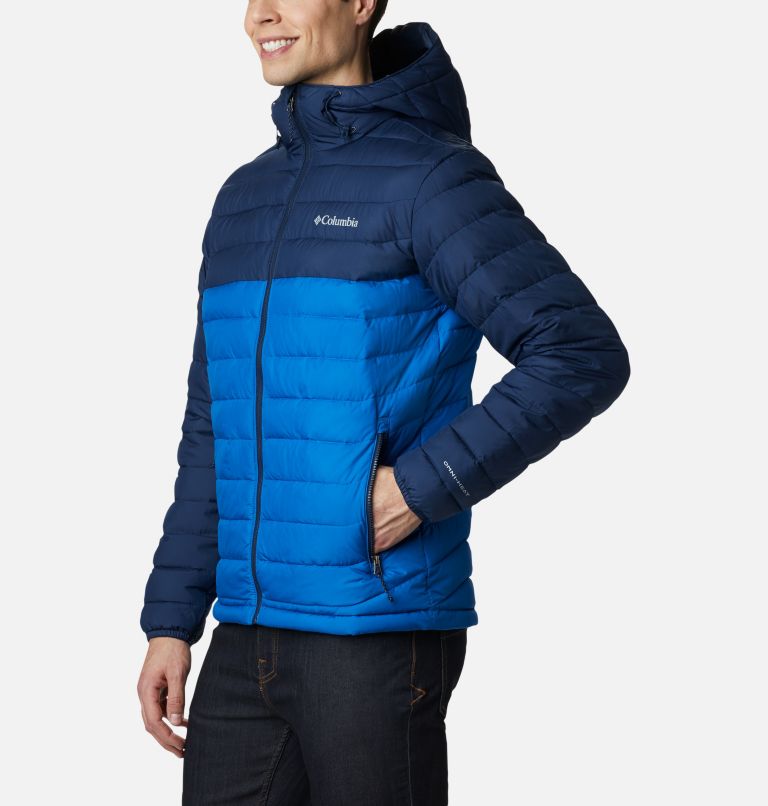 Thumbnail: Men’s Powder Lite Hooded Insulated Jacket, Color: Bright Indigo, Collegiate Navy, image 3