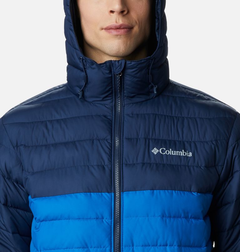 Thumbnail: Men’s Powder Lite Hooded Insulated Jacket, Color: Bright Indigo, Collegiate Navy, image 4