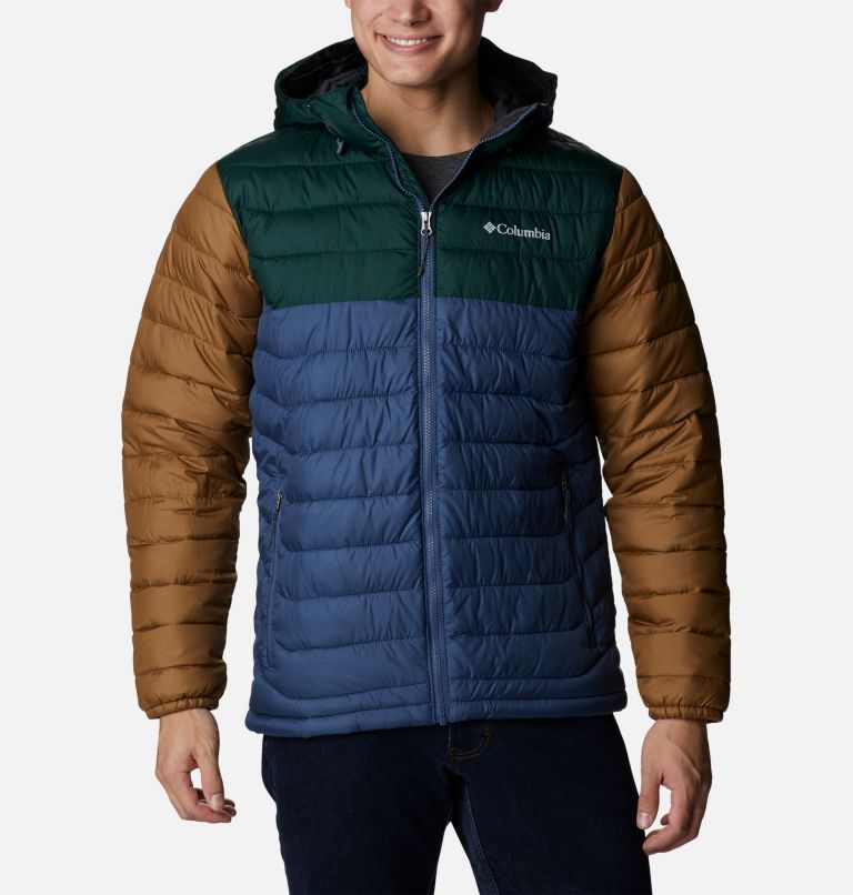 Chaqueta de plumón azul con capucha Columbia Powder Lite para hombre