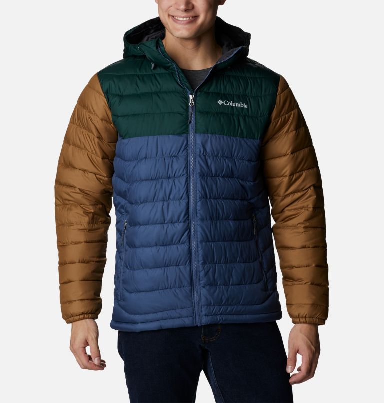 Thumbnail: Men’s Powder Lite Hooded Insulated Jacket, Color: Dark Mountain, Spruce, Delta, image 1