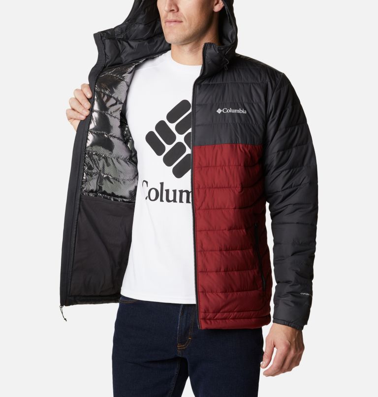 Powder Lite Hooded Jacket | 667 | XL, Color: Red Jasper, Shark, image 5