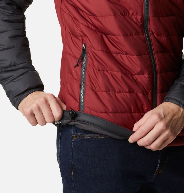 Men’s Powder Lite Hooded Insulated Jacket, Color: Red Jasper, Shark, image 6