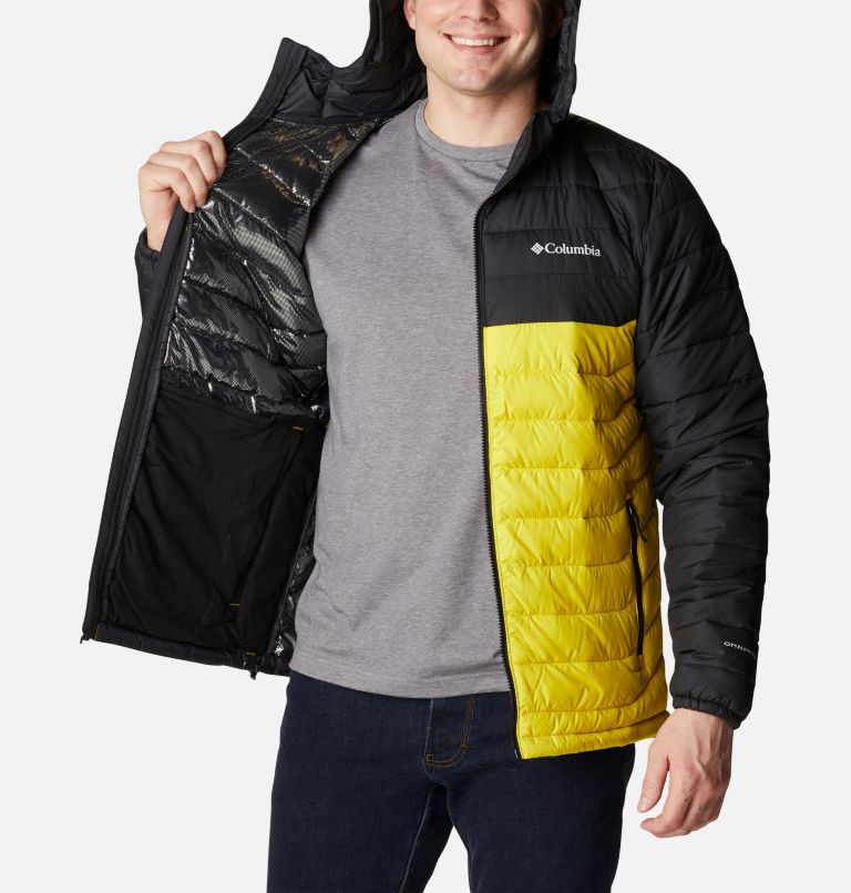 Thumbnail: Men’s Powder Lite Hooded Insulated Jacket, Color: Laser Lemon, Black, image 5