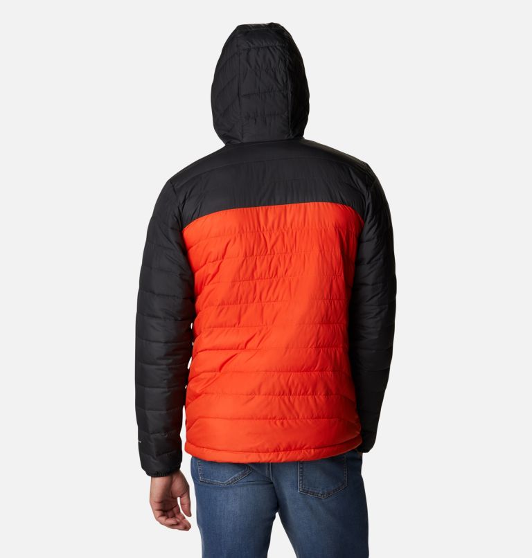 Men’s Powder Lite Hooded Insulated Jacket, Color: Red Quartz, Shark, image 2