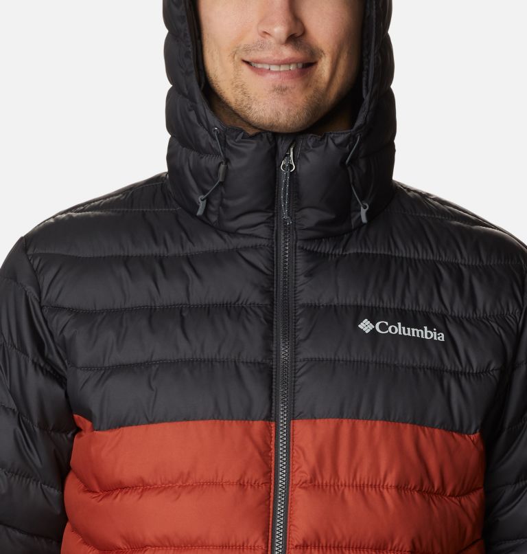 Thumbnail: Men’s Powder Lite Hooded Insulated Jacket, Color: Warp Red, Shark, image 4