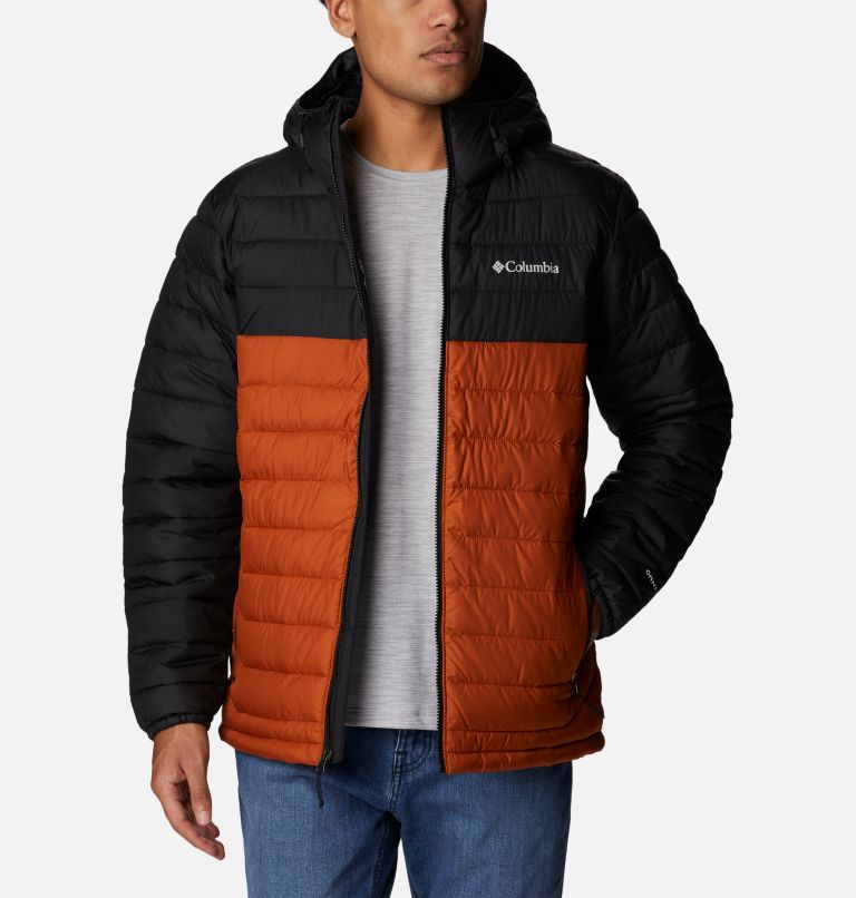 Men’s Powder Lite Hooded Insulated Jacket, Color: Warm Copper, Black, image 8