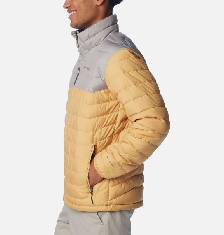 Men’s Powder Lite Insulated Jacket, Color: Light Camel, Flint Grey, image 3
