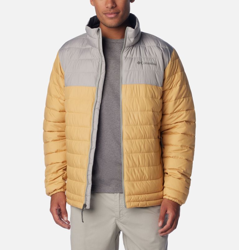 Men’s Powder Lite Insulated Jacket, Color: Light Camel, Flint Grey, image 8