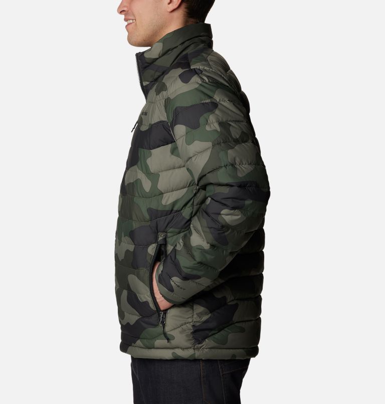Men's Powder Lite Insulated Jacket, Color: Stone Green Mod Camo Print, image 3
