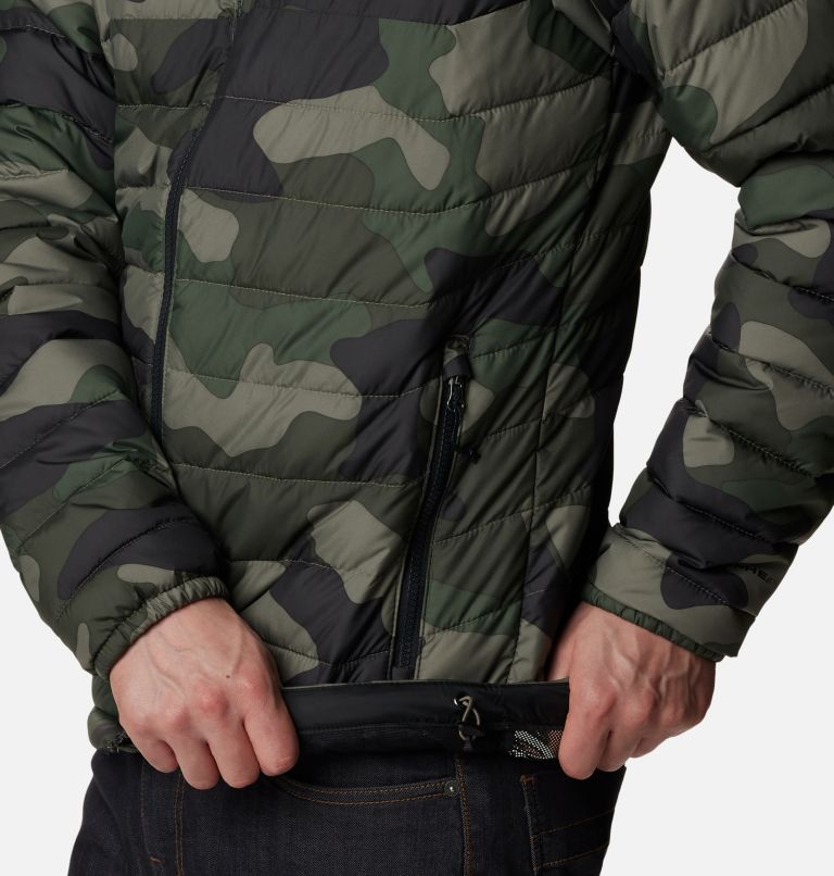 Men's Powder Lite Insulated Jacket, Color: Stone Green Mod Camo Print, image 7