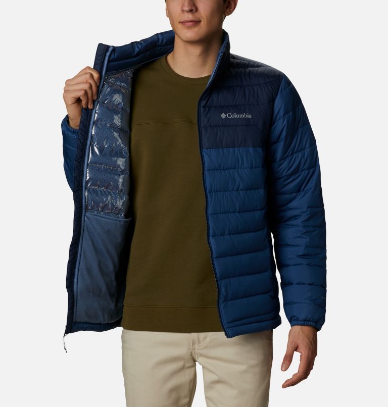 Men's Powder Lite Insulated Jacket, Color: Night Tide, Collegiate Navy, image 5