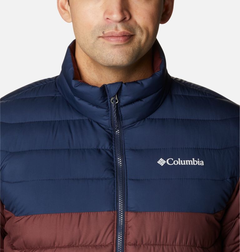Thumbnail: Men’s Powder Lite Insulated Jacket, Color: Elderberry, Collegiate Navy, image 4