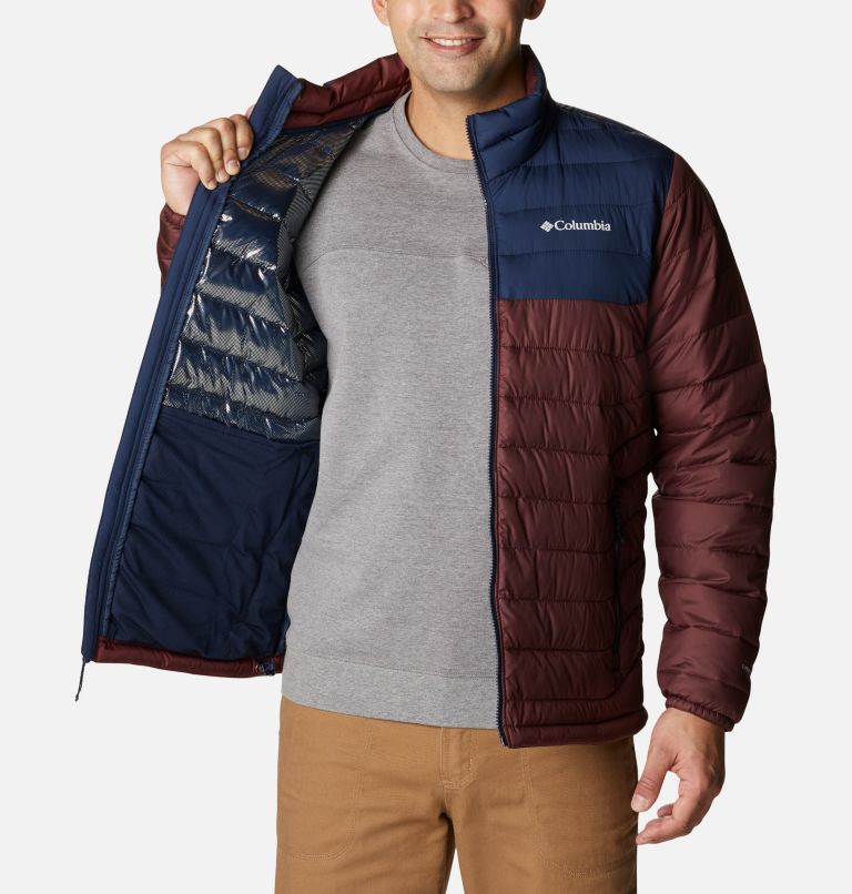 Thumbnail: Men’s Powder Lite Insulated Jacket, Color: Elderberry, Collegiate Navy, image 5