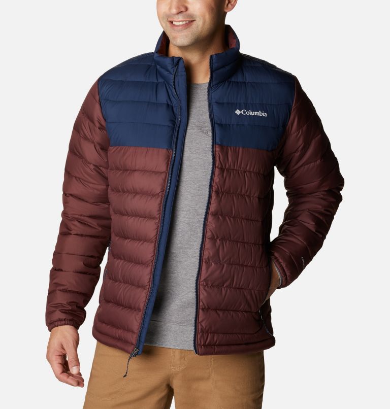 Men’s Powder Lite Insulated Jacket, Color: Elderberry, Collegiate Navy, image 8
