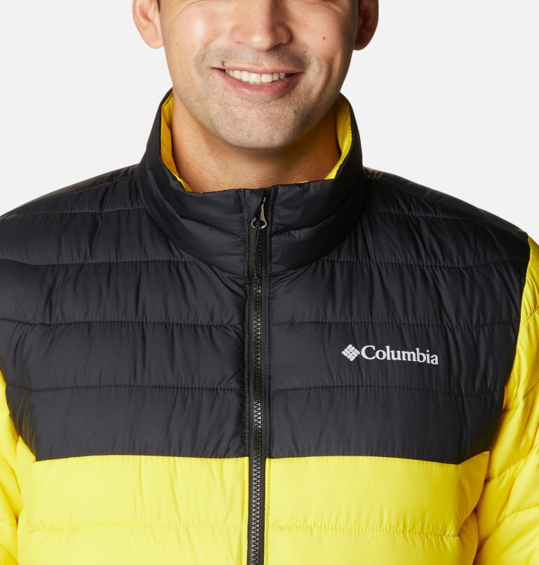 Men’s Powder Lite Insulated Jacket, Color: Laser Lemon, Black, image 4