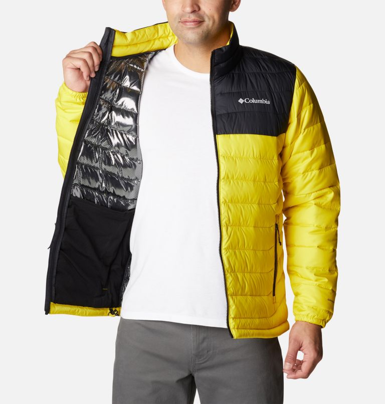 Men’s Powder Lite Jacket, Color: Laser Lemon, Black, image 5