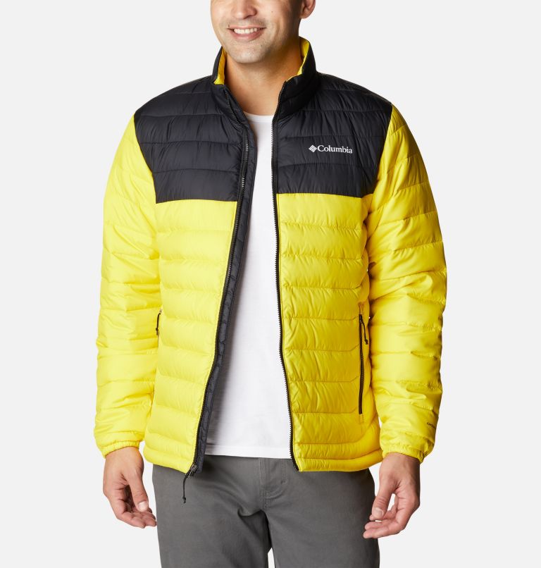 Men's Powder Lite Insulated Jacket, Color: Laser Lemon, Black, image 8