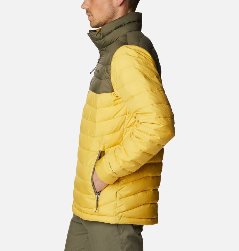 Men’s Powder Lite Insulated Jacket, Color: Golden Nugget, Stone Green, image 3