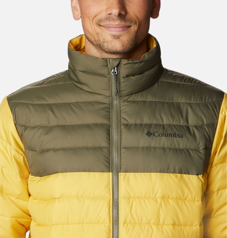 Thumbnail: Men’s Powder Lite Insulated Jacket, Color: Golden Nugget, Stone Green, image 4