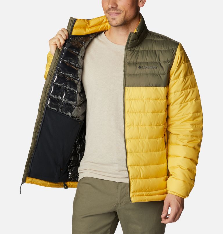 Men’s Powder Lite Insulated Jacket, Color: Golden Nugget, Stone Green, image 5