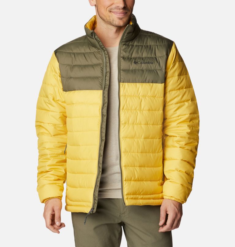 Men’s Powder Lite Insulated Jacket, Color: Golden Nugget, Stone Green, image 8
