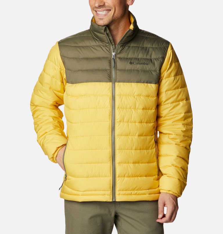 Men’s Powder Lite Insulated Jacket, Color: Golden Nugget, Stone Green, image 1