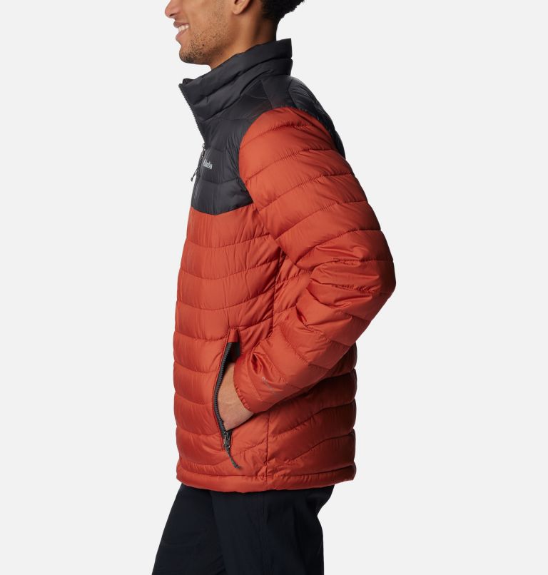 Men's Powder Lite Insulated Jacket, Color: Warp Red, Shark, image 3