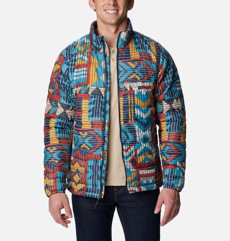 Thumbnail: Men's Powder Lite Insulated Jacket – Tall, Color: Warp Red Pathways Print, image 8