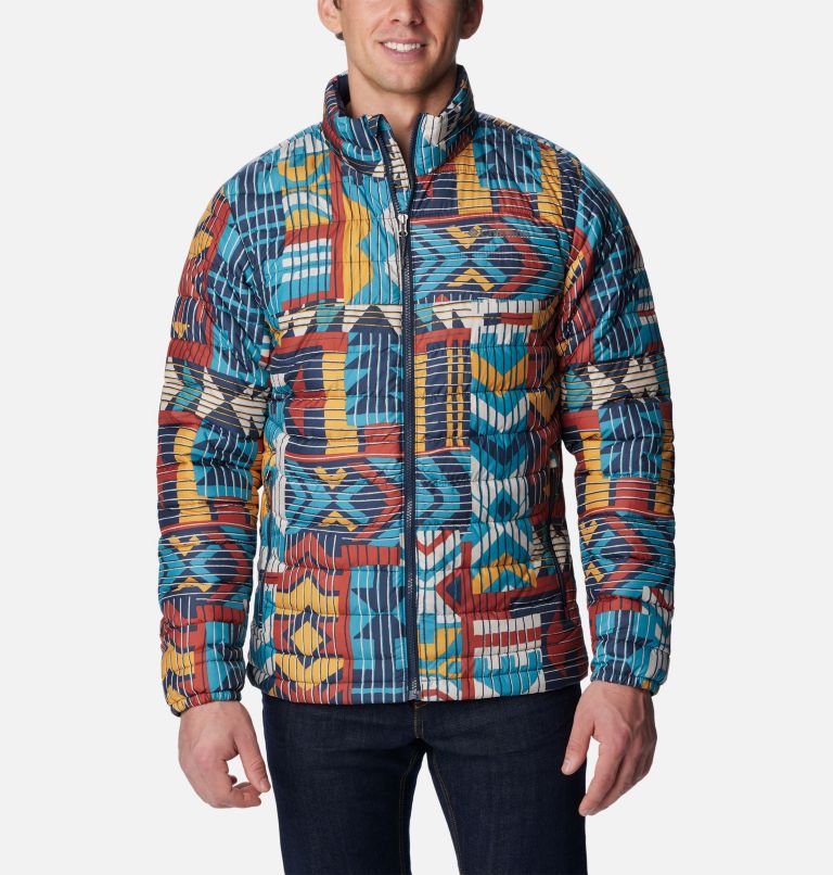 Men's Powder Lite Insulated Jacket – Tall, Color: Warp Red Pathways Print, image 1